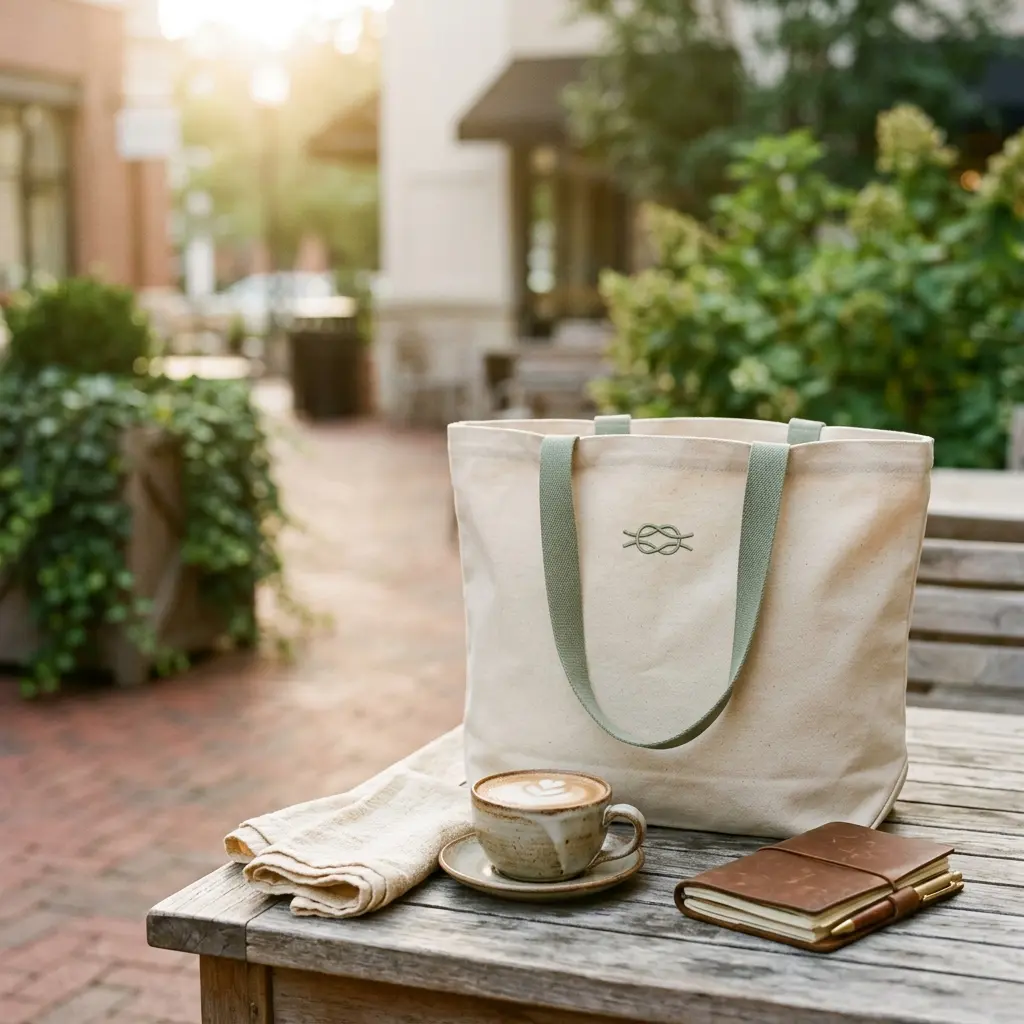 Canvas tote, café