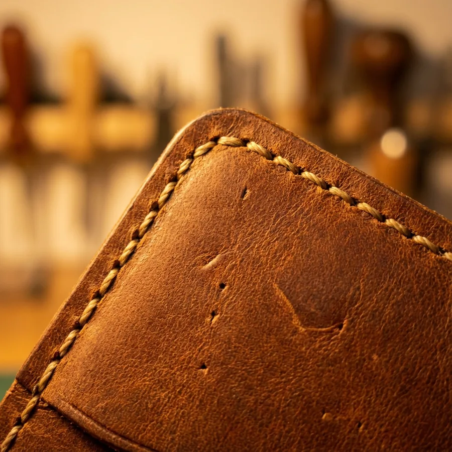 Leather craftsmanship close-up